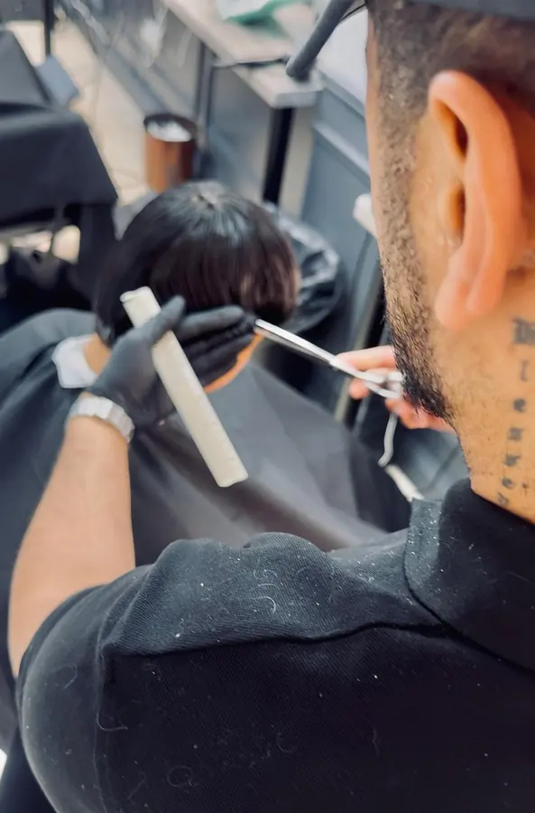 Close-up of precision scissor work
